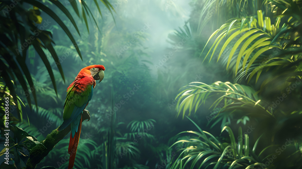 custom made wallpaper toronto digitalMacaw parrot bird on a branch of tree in the jungle
