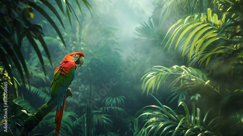 Wallpaper Mural Macaw parrot bird on a branch of tree in the jungle Torontodigital.ca