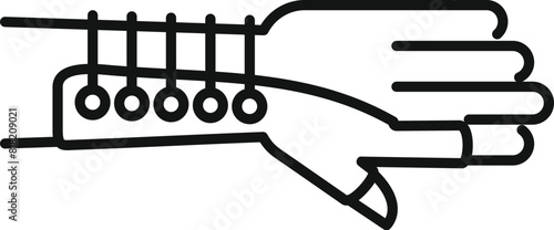 Simple line icon representing a hand positioning for a guitar chord