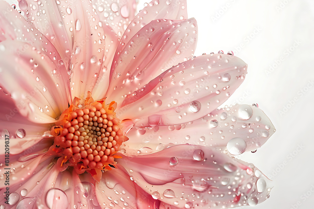 Water drops on a beautiful flower isolated on a white background. Water drops on a beautiful flower isolated on a white background.