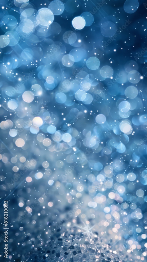 Enchanting blue bokeh lights on a dark background. Perfect for holiday, celebration, and festive themes