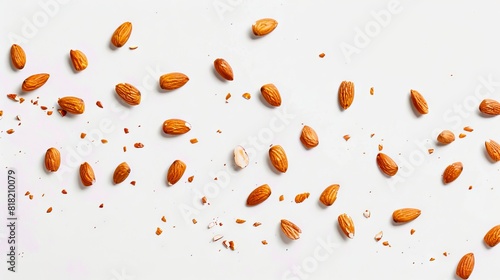 Almonds on a white background.