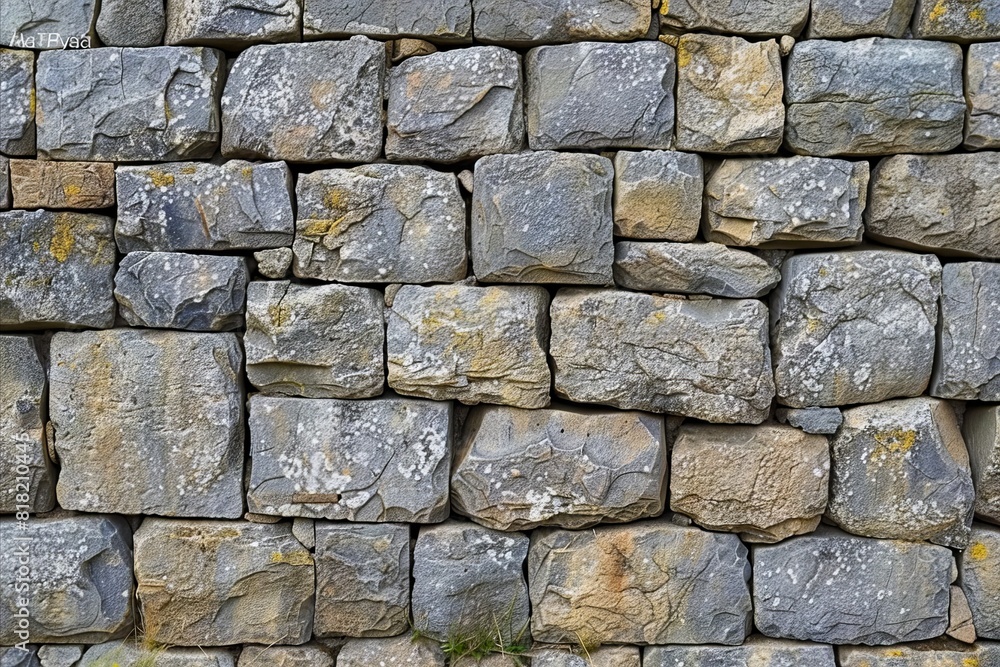 A stone wall with many stones and a small hole. A stone wall with many stones and a small hole.