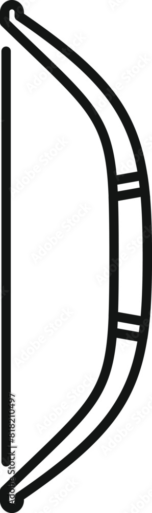 Simple line drawing of a traditional archery bow, isolated on white, suitable for icons or logos Simple line drawing of a traditional archery bow, isolated on white, suitable for icons or logos