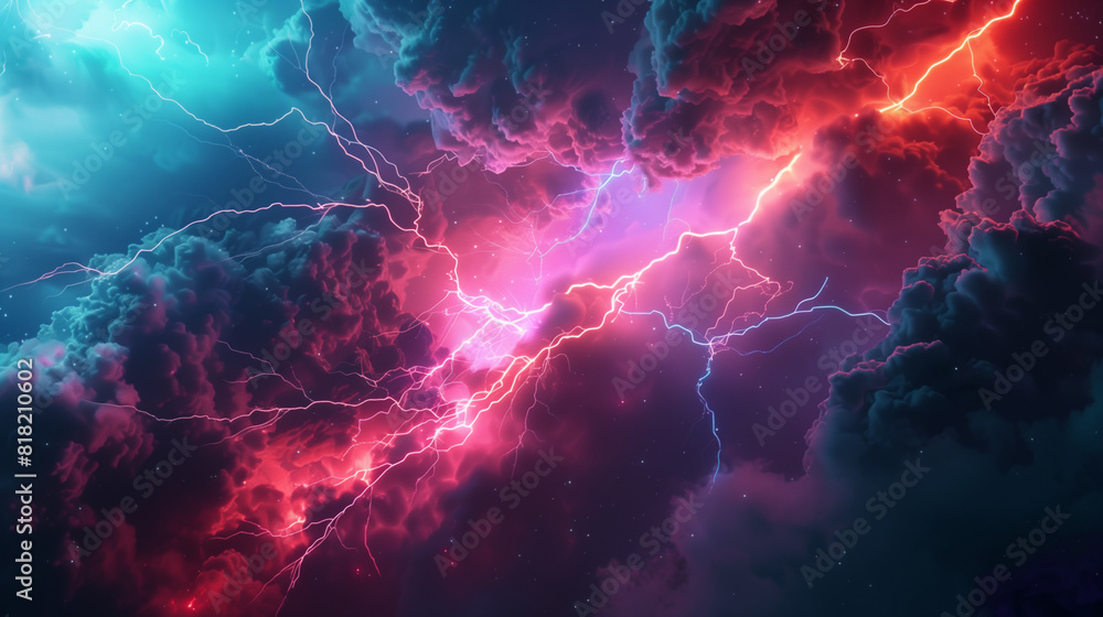 Colorful Sky With Clouds and Lightning