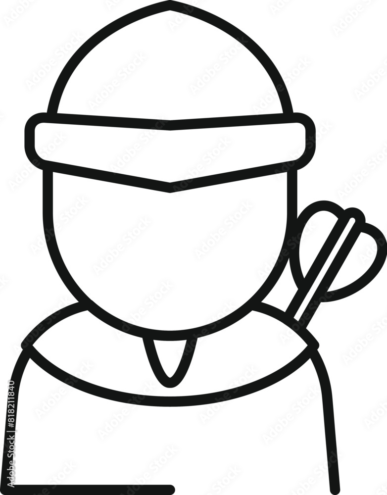 Simplified black outline icon of a medieval knight holding a sword, suitable for various designs Simplified black outline icon of a medieval knight holding a sword, suitable for various designs