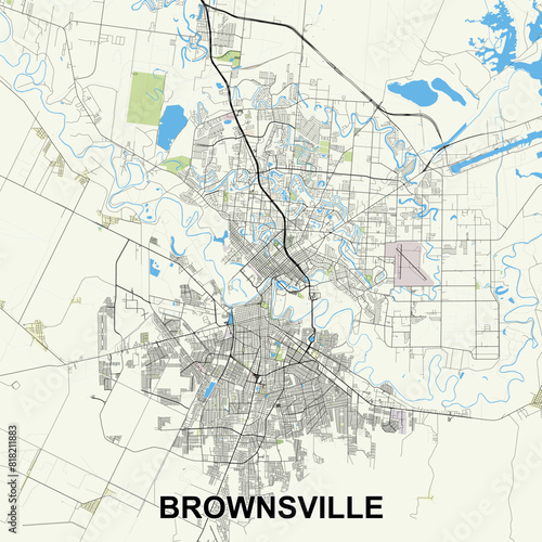 Brownsville, Texas, USA map poster art