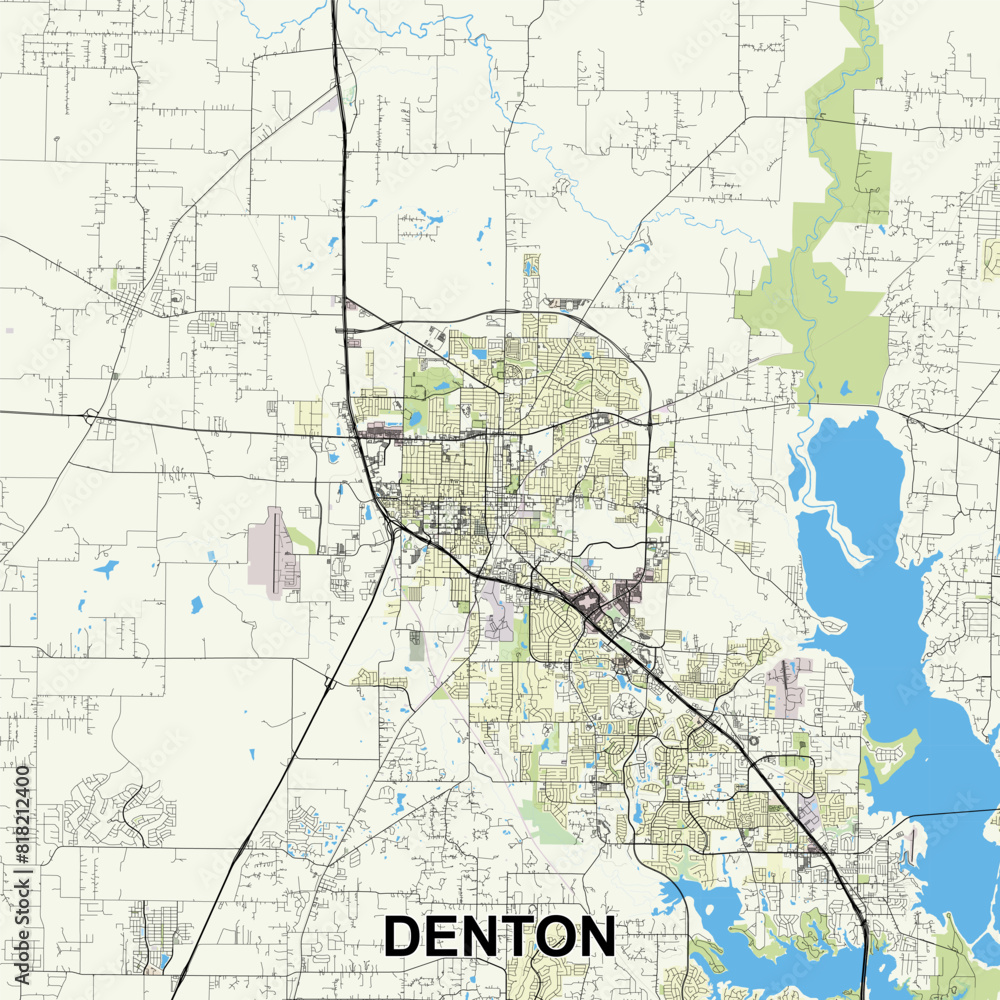 Fototapeta premium Denton, Texas, USA map poster art