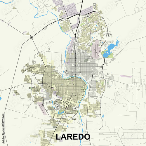 Laredo, Texas, USA map poster art