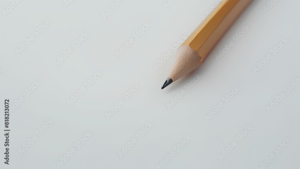 Wooden pencil on the white table with free blank space for text or media. Education and ideas concept. Wooden pencil on the white table with free blank space for text or media. Education and ideas concept.
