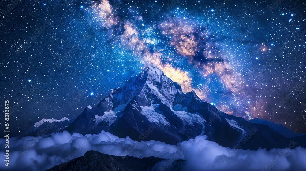 Awe-Inspiring Starry Sky Above a Tranquil Mountain Capturing the Serene Beauty of Nighttime Landscapes in Stunning Astrophotography Awe-Inspiring Starry Sky Above a Tranquil Mountain Capturing the Serene Beauty of Nighttime Landscapes in Stunning Astrophotography