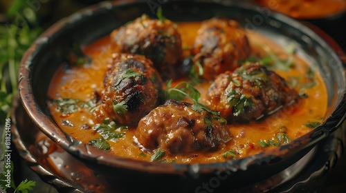 Pork sausage with curried sauce,