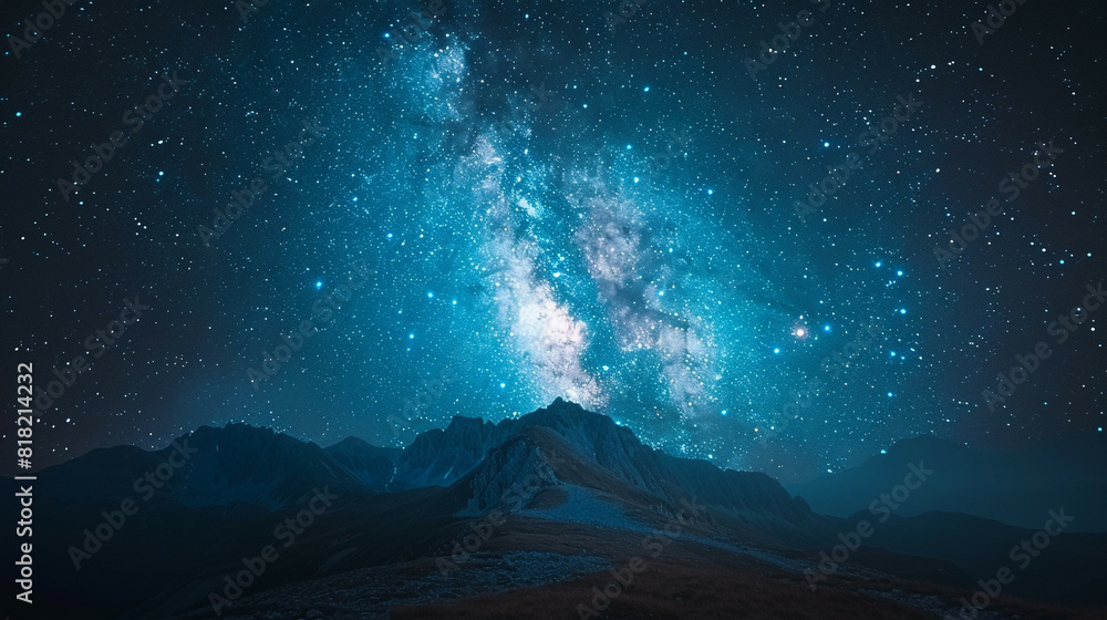 Awe-Inspiring Starry Sky Above a Tranquil Mountain Capturing the Serene Beauty of Nighttime Landscapes in Stunning Astrophotography Awe-Inspiring Starry Sky Above a Tranquil Mountain Capturing the Serene Beauty of Nighttime Landscapes in Stunning Astrophotography