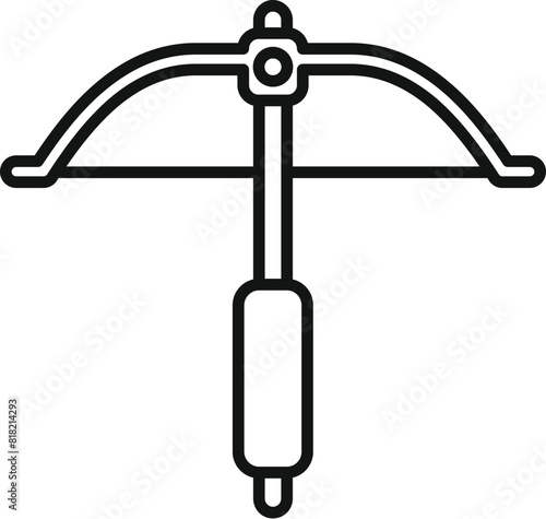 Vector line art illustration of a medieval crossbow on a white background