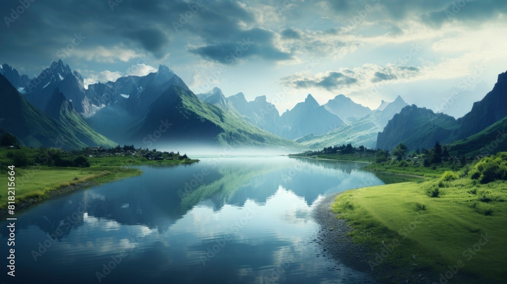 Fototapeta premium Beautiful mountain landscape, HD 4K wallpaper