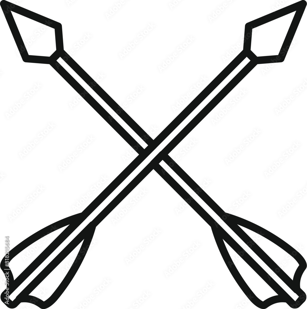 Simplistic black and white line drawing of two arrows crossed over each other Simplistic black and white line drawing of two arrows crossed over each other