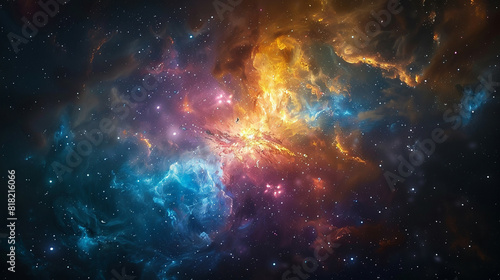 Galactic Background with Sumptuous Colors Explore the Breathtaking Beauty of Nebulas in Stunning Astrophotography © Digital