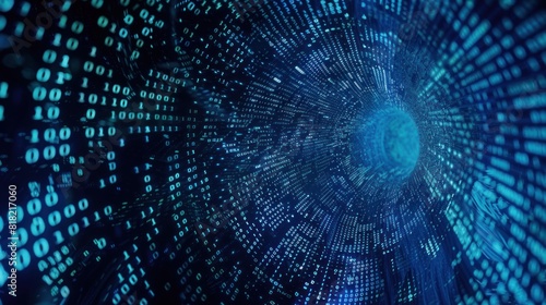 binary tunnel background , Technology concept. High Tech Background