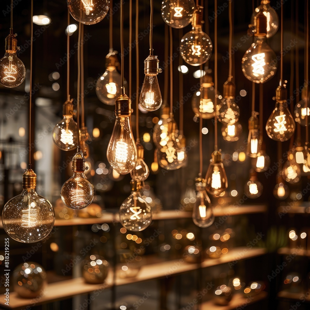 Garlands and light bulbs on windows and indoors. A festive atmosphere. Blurred light. Garlands and light bulbs on windows and indoors. A festive atmosphere. Blurred light.