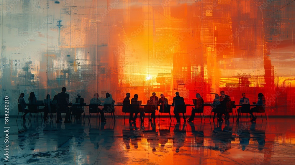 Obraz premium 1Soft Focus of Blurred People Meeting at Tabl