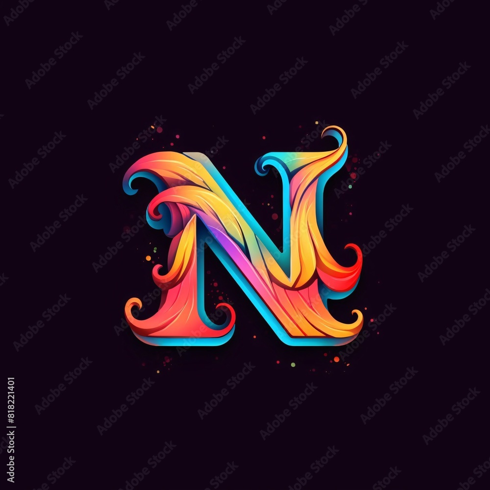 N letter logo with colorful splash and wave, vector design template elements for your application or corporate identity. N letter logo with colorful splash and wave, vector design template elements for your application or corporate identity.