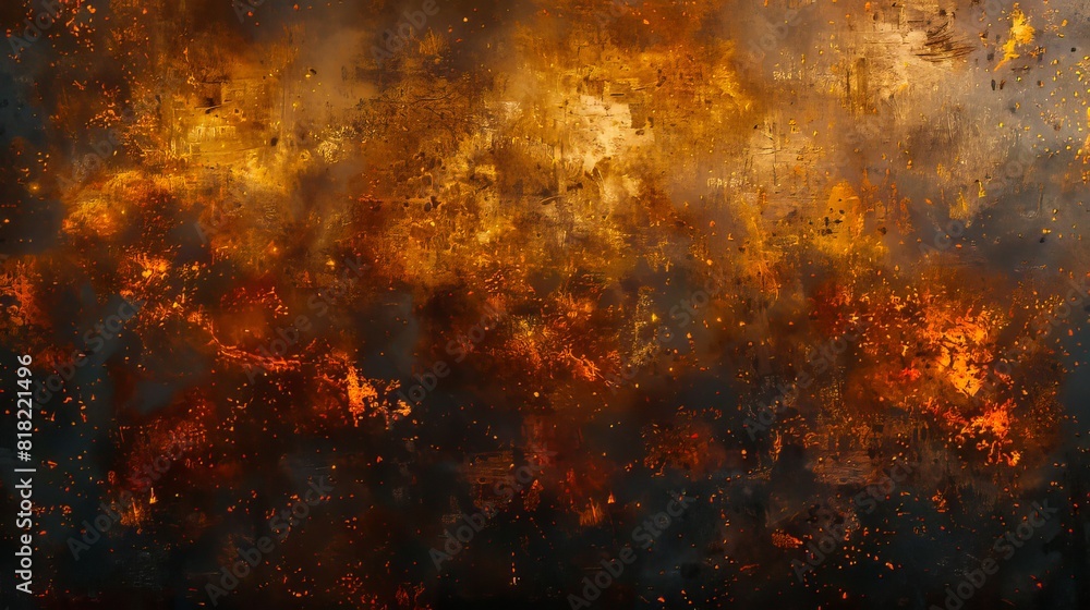 A black and orange fire background.