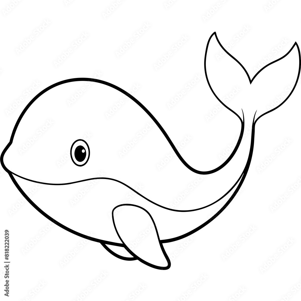 Obraz premium blue whale lineart vector illustration