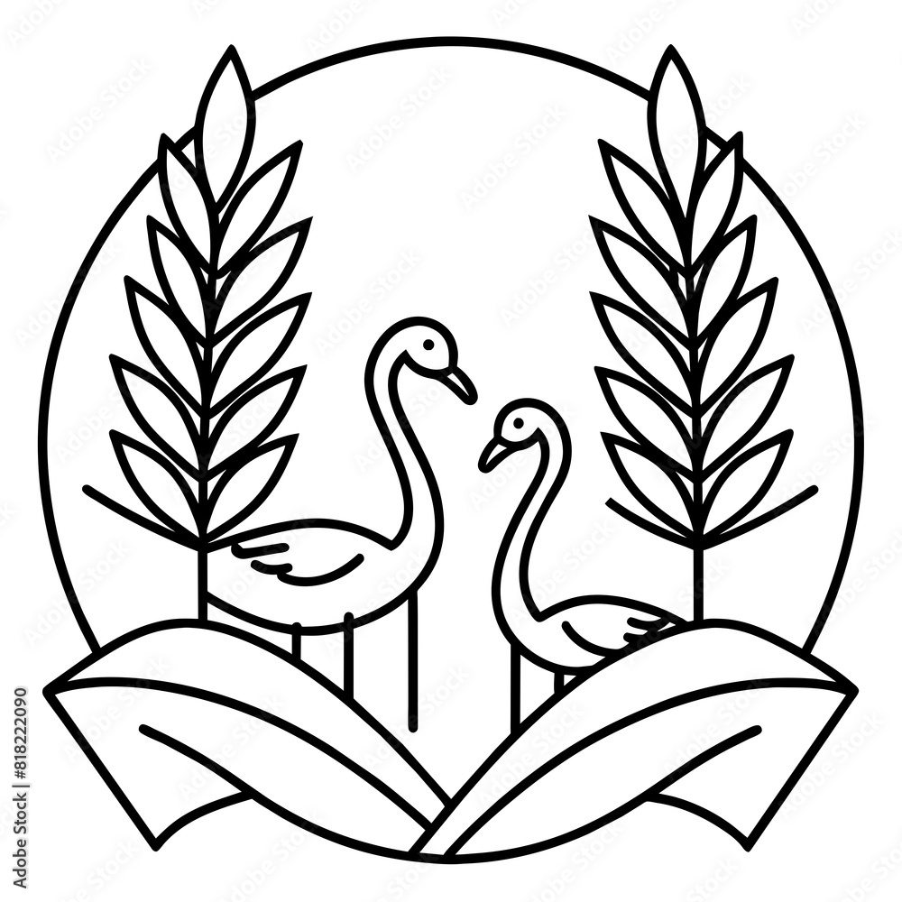 Fototapeta premium swans on the water vector illustration