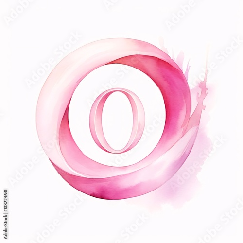 Watercolor letter O on white background. Vector illustration for your design