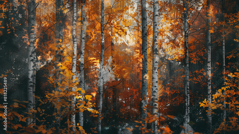Fototapeta premium Autumn leaves in the forest