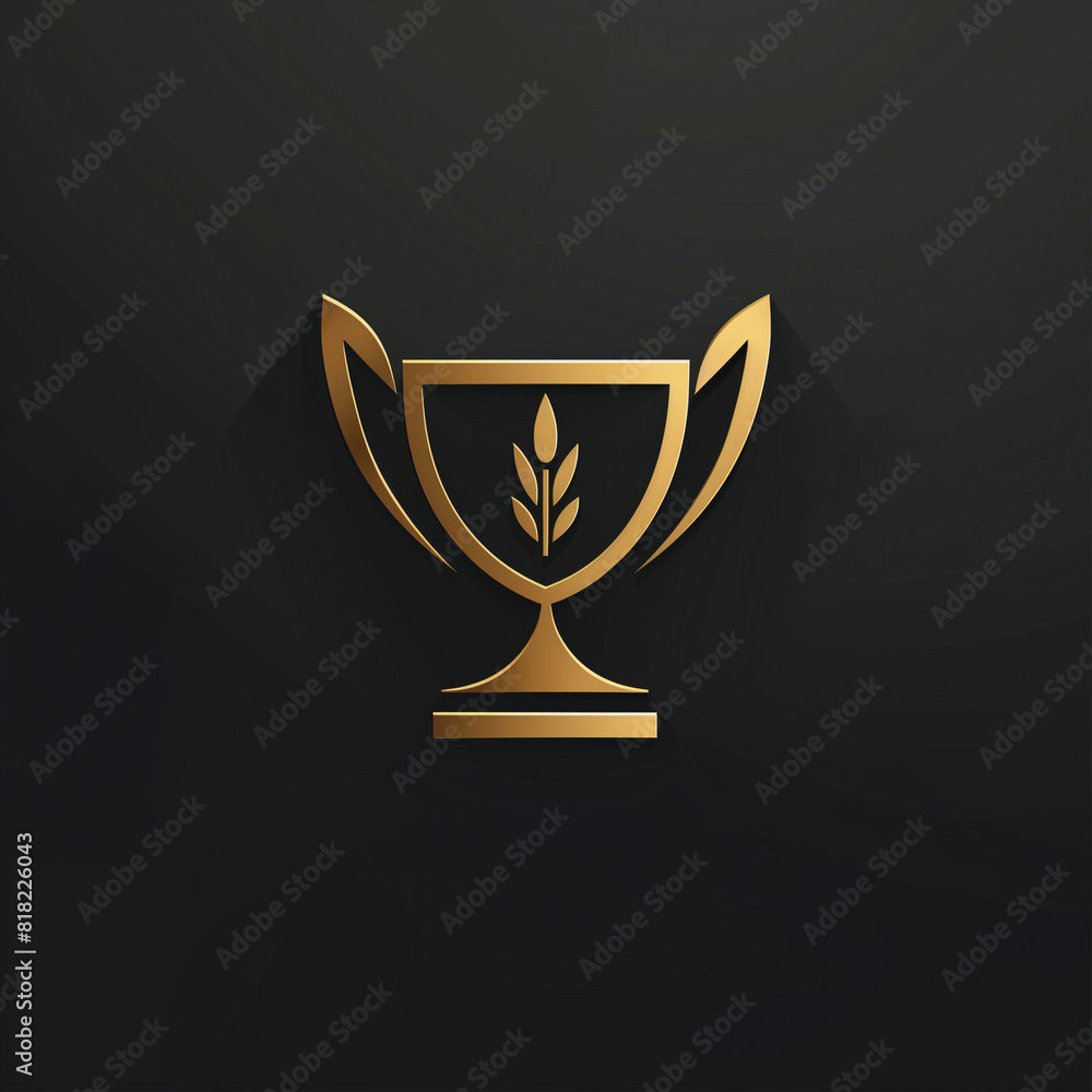 Gold trophy logo with clean lines and minimalistic design Gold trophy logo with clean lines and minimalistic design