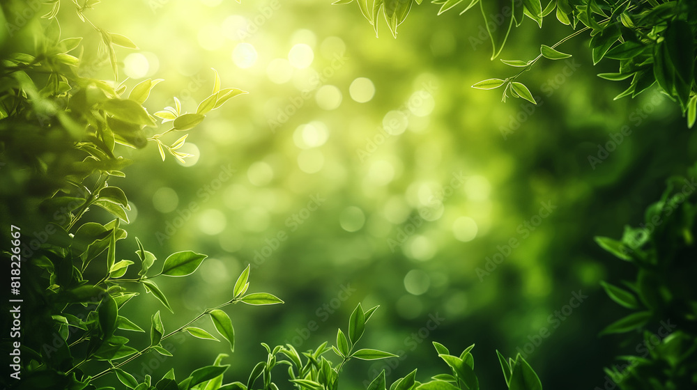 Obraz premium Blur and bokeh background among green leaf