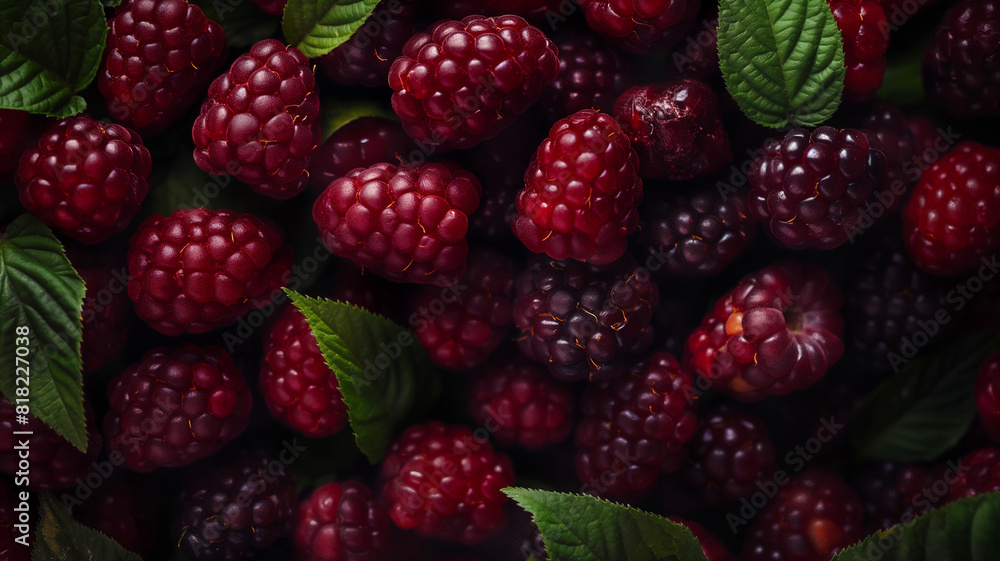 Close-up of fresh blackberry captured with their intense red hues and shiny texture. Summer fruit Close-up of fresh blackberry captured with their intense red hues and shiny texture. Summer fruit