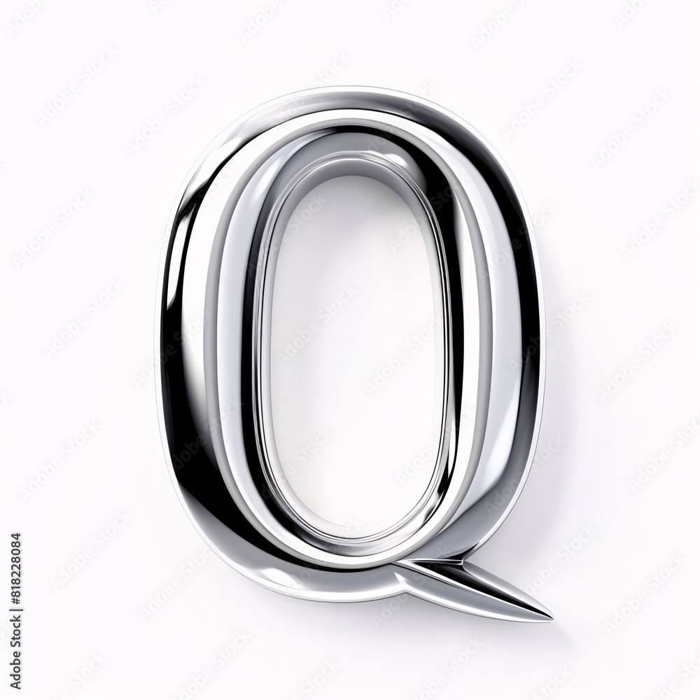Metal font Letter Q 3D render illustration isolated on white background with shadow Metal font Letter Q 3D render illustration isolated on white background with shadow