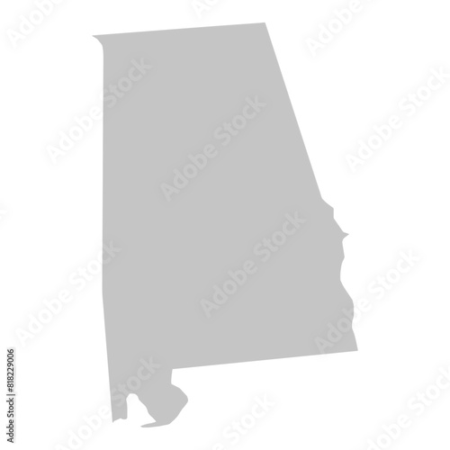 A gray outline of the state of Alabama