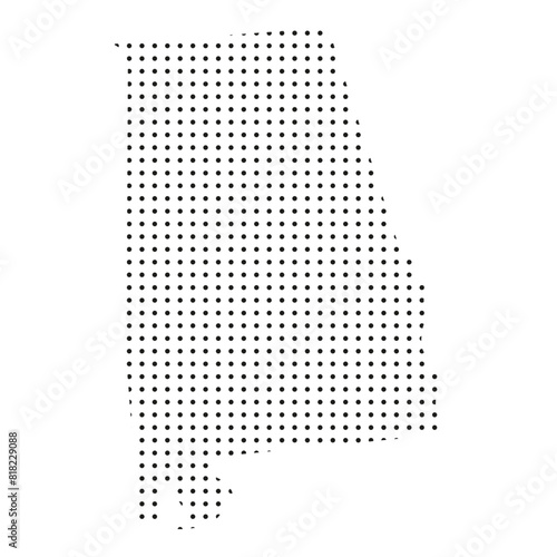 A map of the state of Alabama is shown in black and white