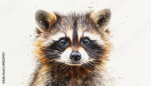Playful raccoon with mischievous grin watercolor art