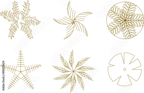 Vector illustration sketch of logo icon design, siteplan layout, tree plants seen from above for completeness of the plan