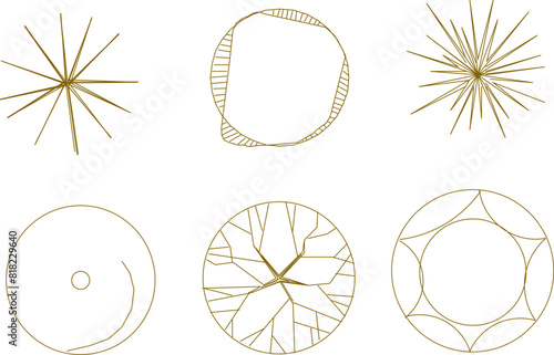 Vector illustration sketch of logo icon design, siteplan layout, tree plants seen from above for completeness of the plan