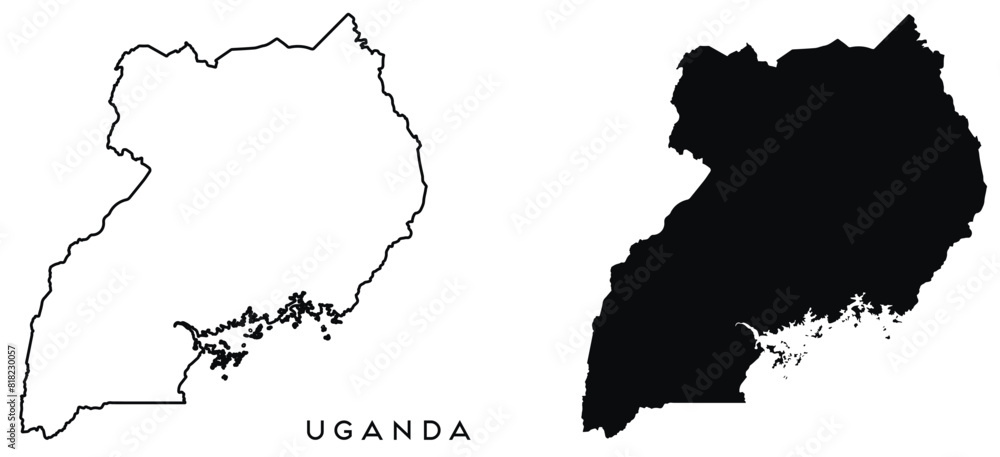 Obraz premium Uganda map outlined and blue vector