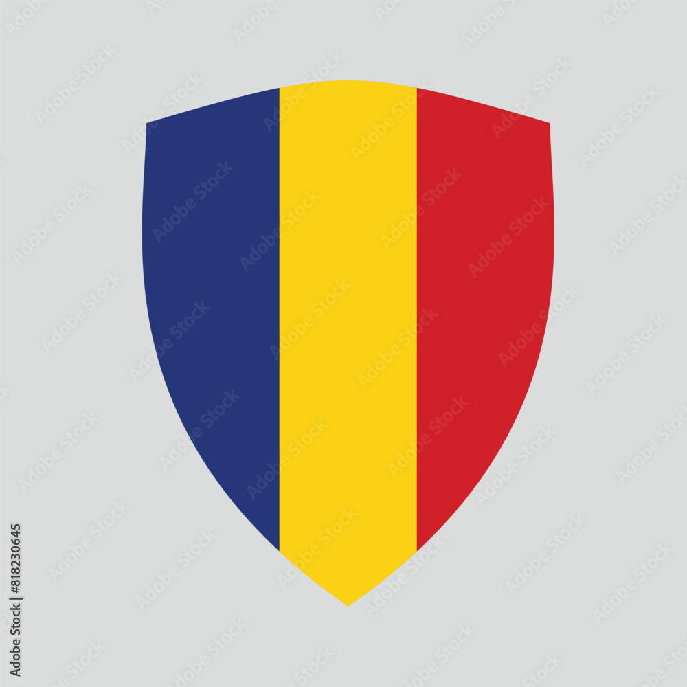 Fototapeta premium Romania Flag in Shield Shape Frame
