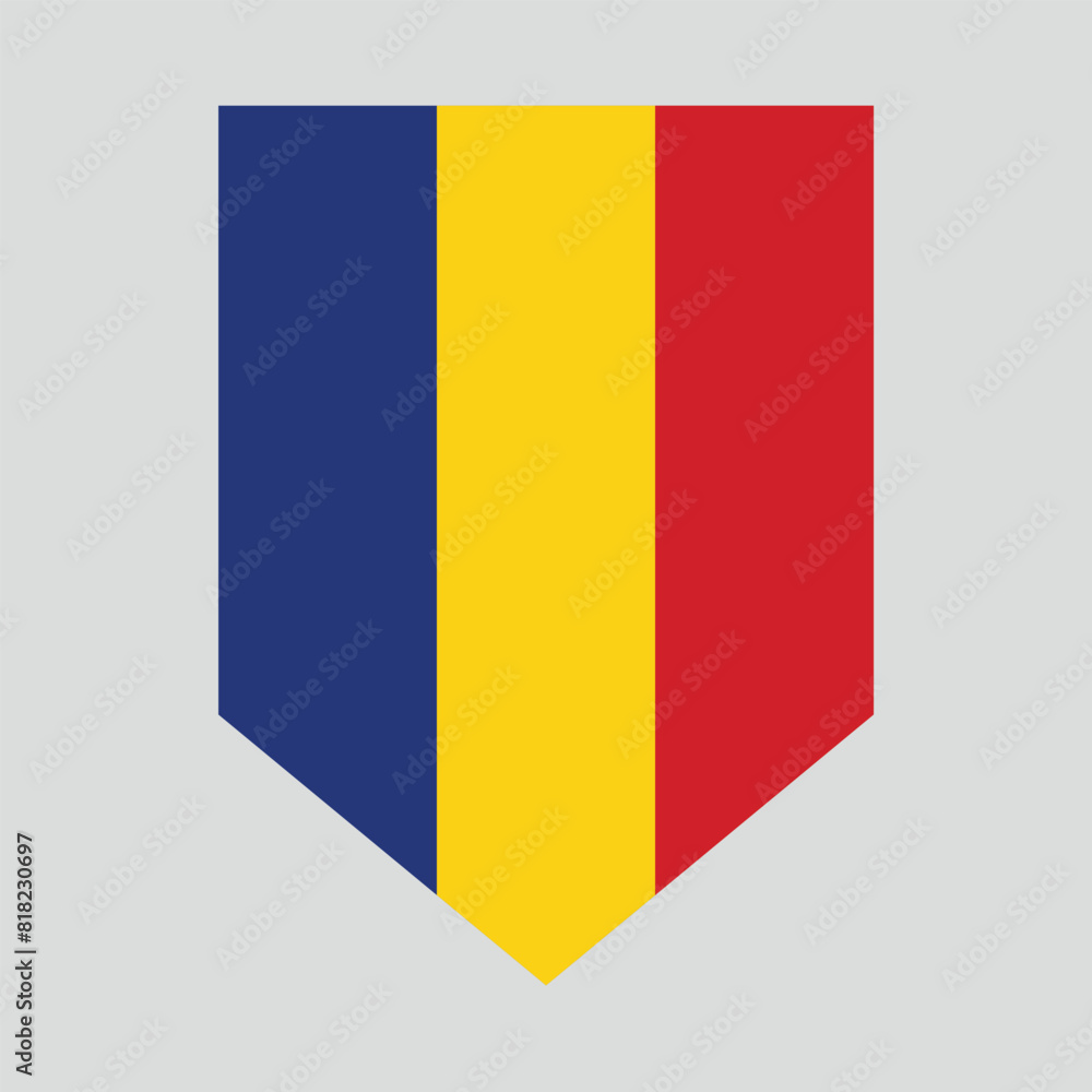 Fototapeta premium Romania Flag in Shield Shape Frame