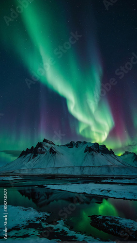 aurora borealis above the mountains