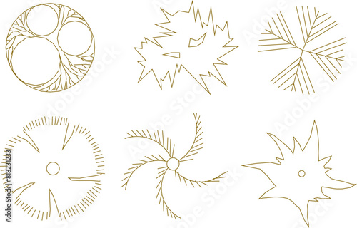 Vector illustration sketch of tree plant layout logo icon design seen from above for completeness of the plan