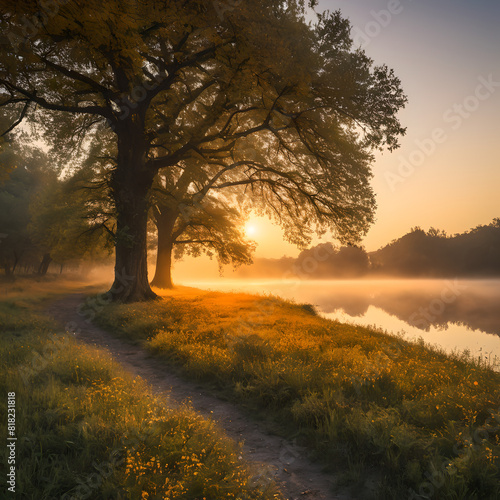 misty morning in the forest