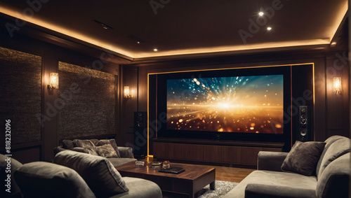 Modern Home Cinema, Contemporary Indoor Space with State-of-the-Art Entertainment System