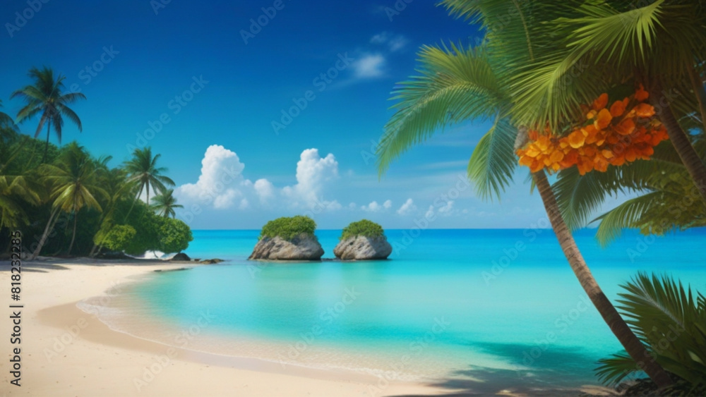 Beautiful tropical beach vector illustration