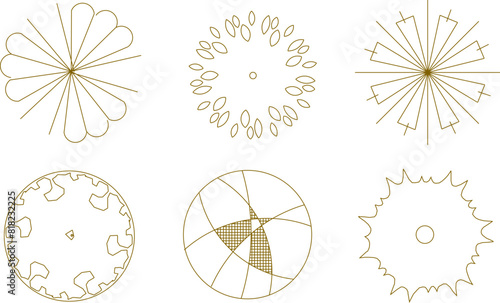 Vector illustration sketch of logo icon design, siteplan layout, tree plants seen from above for completeness of the plan