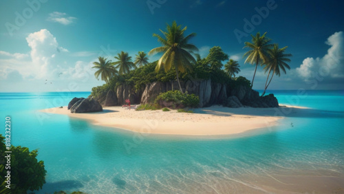 Beautiful tropical beach vector illustration