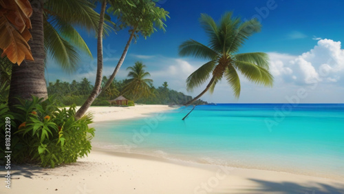 Beautiful tropical beach vector illustration © theeve
